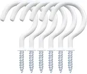 2.9 Inches Ceiling Hooks, Vinyl Coated Screw-in Hooks, Multi-Functional Wall Hooks for Kitchen, Plants, Suitable for Indoor and Outdoor use (White - 25 Pack)