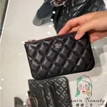 二手精品 CHANEL 香奈兒 經典菱格 荔枝紋牛皮 酒紅色內裡 拉鏈零錢包 一字開零錢包 皮夾 卡包 A82365