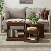 Nesting Table Set of 3, Stackable Tables Side Tables Coffee Tables End Tables Nesting Tables 3 pcs Brown Oak Engineered Wood