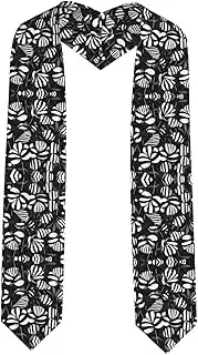 [EdWal] Black White Striped Flowers print Graduation Stole and Sash Class for Unisex Adult Honor Stole Honor Stole of 2025