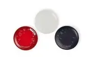 S/3 Le Creuset Stoneware 3.7" Mini Star Relief Plates Red White Navy Blue NIB