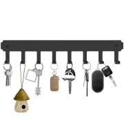 Wall Key Holder with 8 Hooks Adhesive Organizer for Entryway Kitchen Bathroom