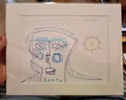 Original Drawing Abstract Surrealism Blue Woman 2009 CREECH