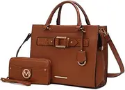 MKF Collection Tote Bag for Women, Vegan Leather Top-Handle Crossbody Satchel & Wristlet Wallet Purse Handbag