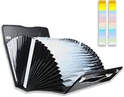 Accordian Folders, Briefcase, Ample Space Bidding Documents Holder, Portable Family Document Box, 27 Pockets, with Color Coded Labels, Letter Sized and A4 Paper，Metal Rotary Buckle，Home Office，Black