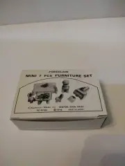 Vtg Japan 1974 Chadwick Porcelain 7 Piece White Floral Dollhouse Furniture NOS