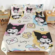 a1494 Kuromi Duvet Cover Set, 3 Piece Bedding Set 86x70" Double Sided Printing Decorative Comforter Cover Set (1 Duvet Cover + 2 Pillow Shams)" jfr149