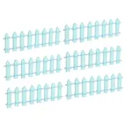 6pcs 3.9 Inch Miniature Garden Fence Mini Ornament Wood Picket Fence Light Blue