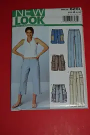 New Look 6251 sewing pattern, womens pants and shorts size 6-16