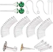 [OwlkOrmy] 108pcs Silicone Earring Allergy Sleeve for Sensitive Ears with 4 Sizes Anti-Allergy Sleeves and Zircon and Posts and Hooks and Earring Backs (Green)