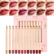 Matte Lip Liner Pencil Set - 12 Color Long Lasting Lip Crayon,Nourishing Lipstick for Women Lovers Girlfriends Mothers Aunts Makeup Lovers and