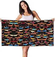 [JBYJBX] I Love My Dog Dachshunds Print Summer Bath Towels 27 X 55 in Soft Skin Beach Towel for Adults Quick Dry Lightweight