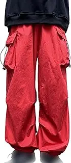 [Generic] Men's Flat Pocket Parachute Pants Loose Fit Harem Joggers Streetwear Trousers Causal Baggy Cargo Pant