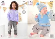King Cole Childs Knitting Pattern 4Ply Babies Cardigan Sweater & Hat (6326)
