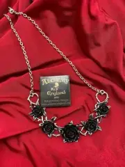 Alchemy Of England P864 Rose Briar Choker Necklace Gothic Pendant Black IN HAND