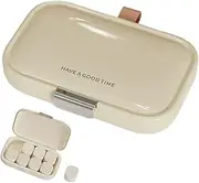 Small Pill Case, 13.2x8.7cm PP Travel Pill Organizer with Silicone Loop, 8 Compartments Daily Pills Box, Pills Container for Pocket Purse Medicine Organizer
