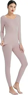 [Mcilia] Women's Ultrathin Modal Scoop Neck Baselayer Thermal Underwear Top & Bottom Set
