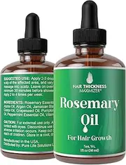 Rosemary Oil for Hair Growth For Men + Women - No Harsh Scent or Scalp Burn. Topical Treatment For Hair Loss Prevention, Hair Thickness, Regrowth. With Jojoba, Jamaican Black Castor, Peppermint 1oz