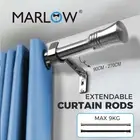 Marlow Curtain Rod Steel Quiet Rail Pole Pommel Set Extendable Adjustable Modern