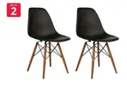 Set of 2 Matt Blatt Eames Premium DSW Chairs Replica (Black Seat/Walnut Legs)