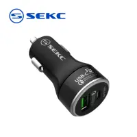 在飛比找momo購物網優惠-【SEKC】PD+QC3.0 42W 兩孔車用充電器(SCC