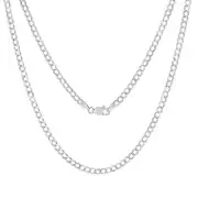 Solid 14K White Gold 3mm Cuban Curb Chain Link Mens Necklace Italian Made 28"