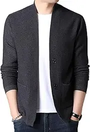 [Generic] Men Open Front Cardigan Sweater with Pockets Shawl Collar Open Front Cardigan Slim Fit Knitwear Cardigan Sweater