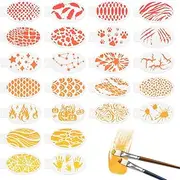 Doodlream 24pcs Halloween Texture Face Paint Stencils, 14 x 7.5cm Mermaid Scale Pumpkins Reusable Plastic Facial Painting Stencils, Cracks Cobweb Claw Body Paint Templates for Holiday Party Makeup