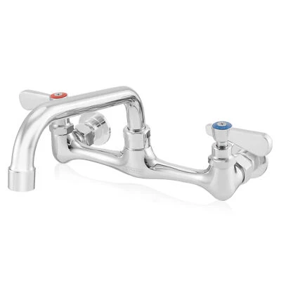8" Center 8" Swivel Spout Wall Mount Commercial Kitchen Sink Faucet, NSF