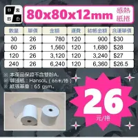 在飛比找Yahoo!奇摩拍賣優惠-🐼《非黑即白》感熱紙捲80x80x12mm【240捲】。  