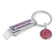 NRL Bottle Opener Key Ring - Brisbane Broncos - Metal Keyring - Rugby League
