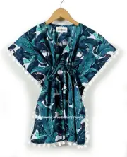 Banana Leaf Print Beach Wear Girls Kaftan Indian Designer Cotton Kids Dress Top