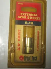 NEW 3/8"-dr. E-18 External TORX, STAR BIT Chrome Socket, Great Neck # 2065