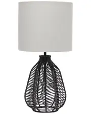 Lalia Home 21in Vintage Rattan Wicker Style Paper Rope Bedside Table Lamp