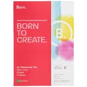 Born A3 Watercolour Pad 100% Cotton 300gsm 12 Sheets