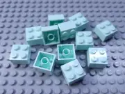 LEGO New Lot of 12 Light Aqua 2x2 Basic Building Brick Pieces