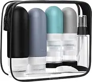 16 Pack Travel Bottles Set, TSA Approved Silicone Squeezable Travel Containers Jar for Toiletries, Leak Proof Conditioner for Shampoo, Lotion & Body Wash Accessories (Black Pack)