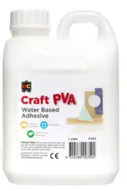 EC Craft Glue PVA Kids Water Based Washable Adhesive Non Toxic 1 Litre 1L Jar