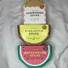 3 Lot Yes Studio Pineapple-watermelon/hamburguer Socks One Organic cotton