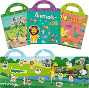 Reusable Sticker Books for Kids 1-3 2-4 Years Old, Toddler Activity Sticker Book Busy Book, Preschool Educational Learning Toys for Girls Boys Birthday Gift (Animals, Dinosaurs and Insects Theme)
