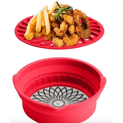 Collapsible Air Fryer Silicone Liners Pot Round, 8 inch Multifunction Microwave