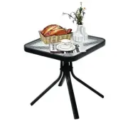 18 Inch Patio Coffee Side Table With Tempered Glass NP10077