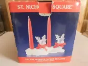 St. Nicholas Square Frosted Glass Reindeer Candle Holders With Candles Set of 2