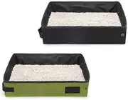 HPAMR Portable Cat Litter Box, Travel Cat Litter Box (45 x 35 x 13 cm) Foldable Waterproof Portable Cat Litter Box, Collapsible Foldable and Packable Light Weight for Indoor and Outdoor Use (2 Pcs)