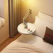 Wall Mounted Folding Table Round, 11in Small Hanging Table Retractable Coffee Table, Wood Sofa Floating Table Extender Shelf for Home Bedroom Shop Milk Tea Shop Cake Shop(White)