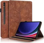 [CXTcase] for Samsung Galaxy Tab S9+ 12.4 inch 2023 Case Embossed Tree PU Leather Case Wallet Flip Cover Stand Function Tablet Case for Samsung Galaxy Tab S9 Plus 2023 - Brown