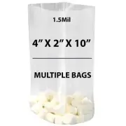 1.5Mil 4" X 2" X 10" | Clear Gusseted Bags, Heat Sealable | Multiple Bags