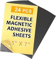 Adhesive Magnetic Sheets,5 x 7,Pack of 24 Magnetic Paper,Sticky Magnet Sheets Perfect Display Pictures,Postcards