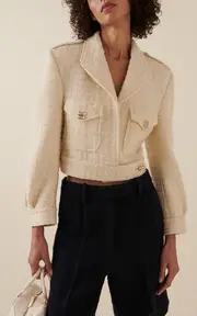 [Givenchy] Cropped Wool-Blend Tweed Jacket