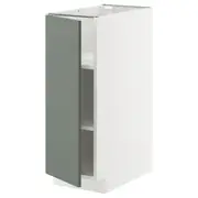 METOD base cabinet with shelves, white/Nickebo matt grey-green, 30x60x80 cm
